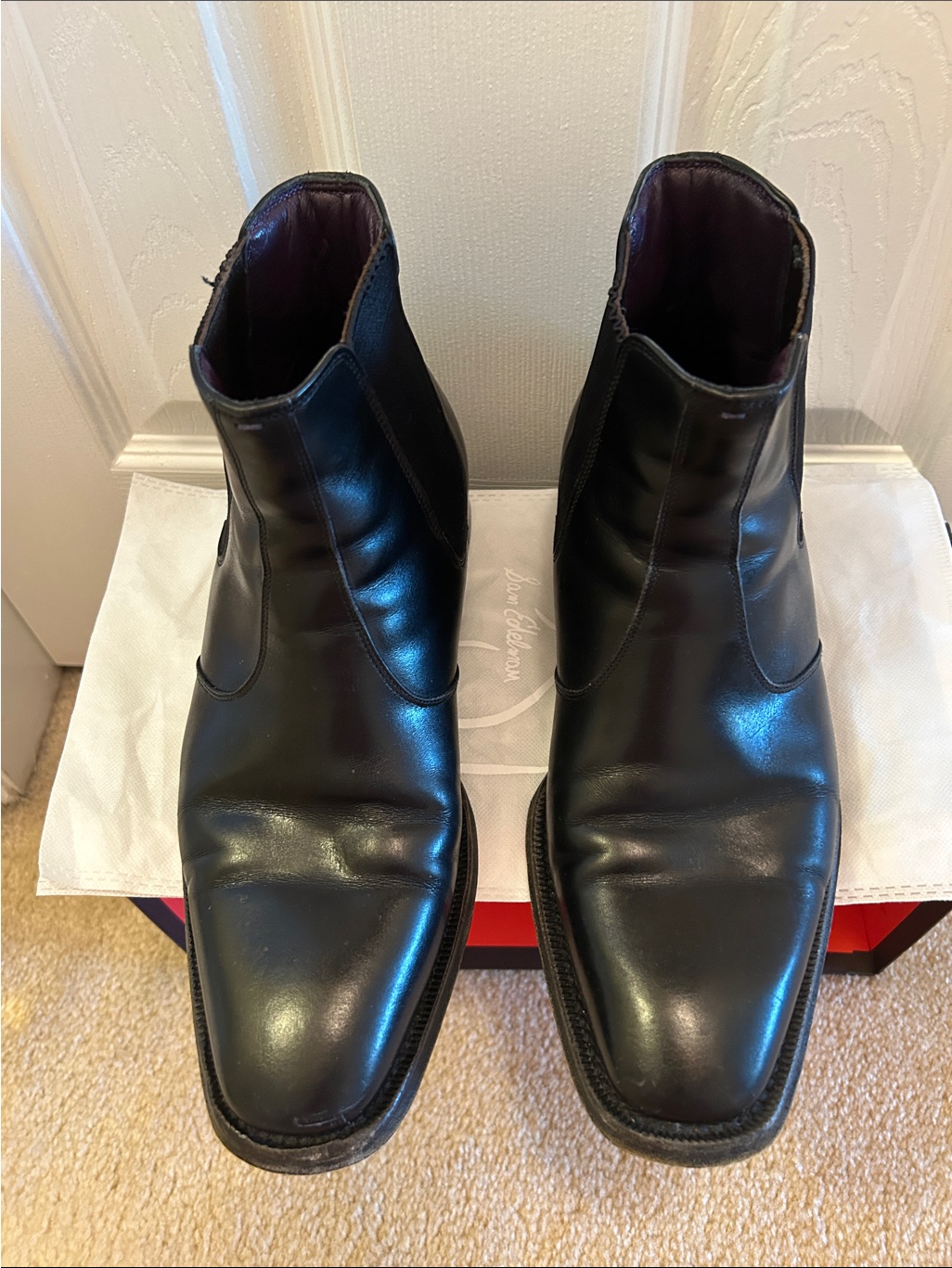 Bruno Magli Black Leather Square-Toe Chelsea Boots